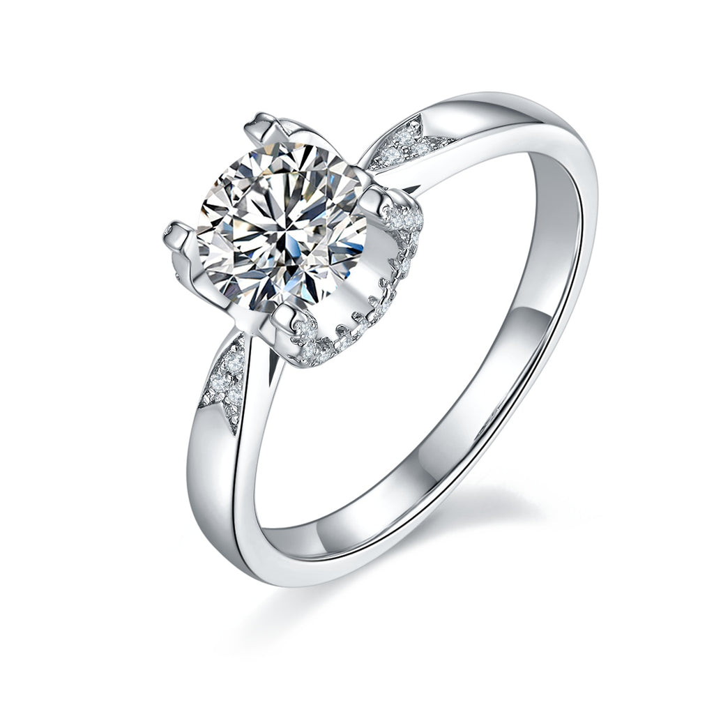 Star Guardian - A Wedding Ring Set With 1-carat Top-quality Moissanite S925 Silver And Platinum-plated Diamond. The Ring Can Be Inspected With A Diamond Pen