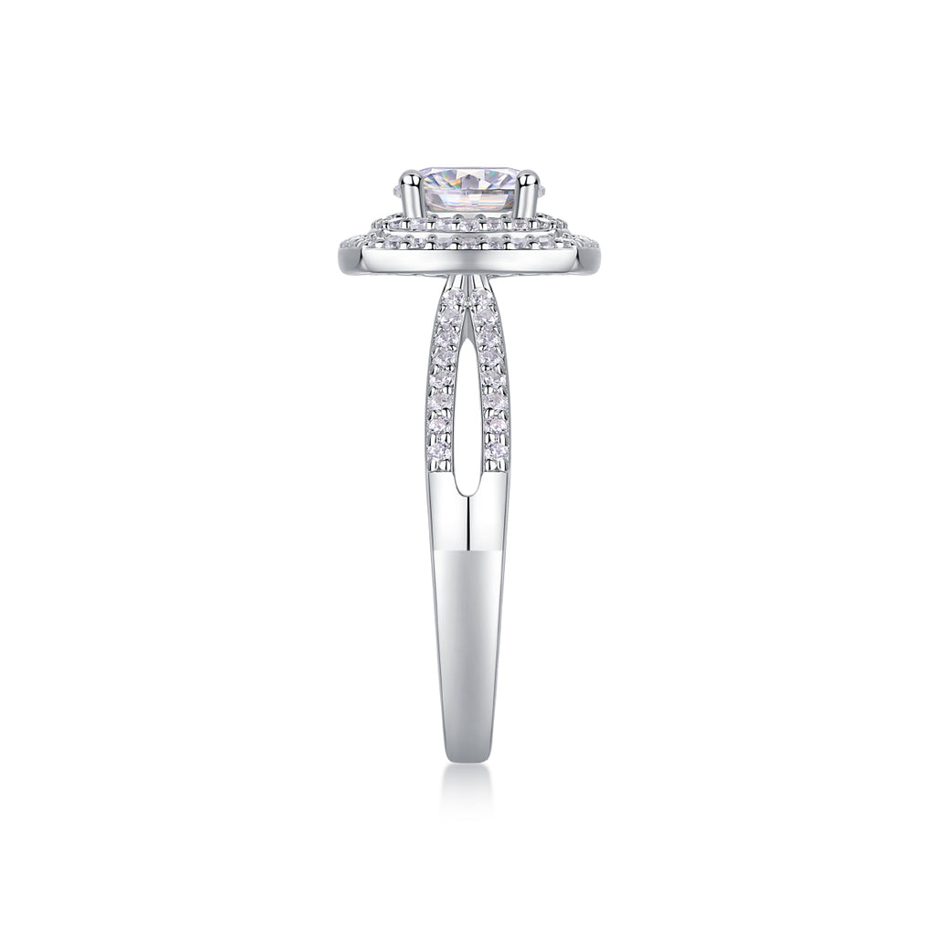 Sweet Holiday - A Wedding Ring Set With 1-carat Top-quality Moissanite S925 Silver And Platinum-plated Diamond. The Ring Can Be Inspected With A Diamond Pen
