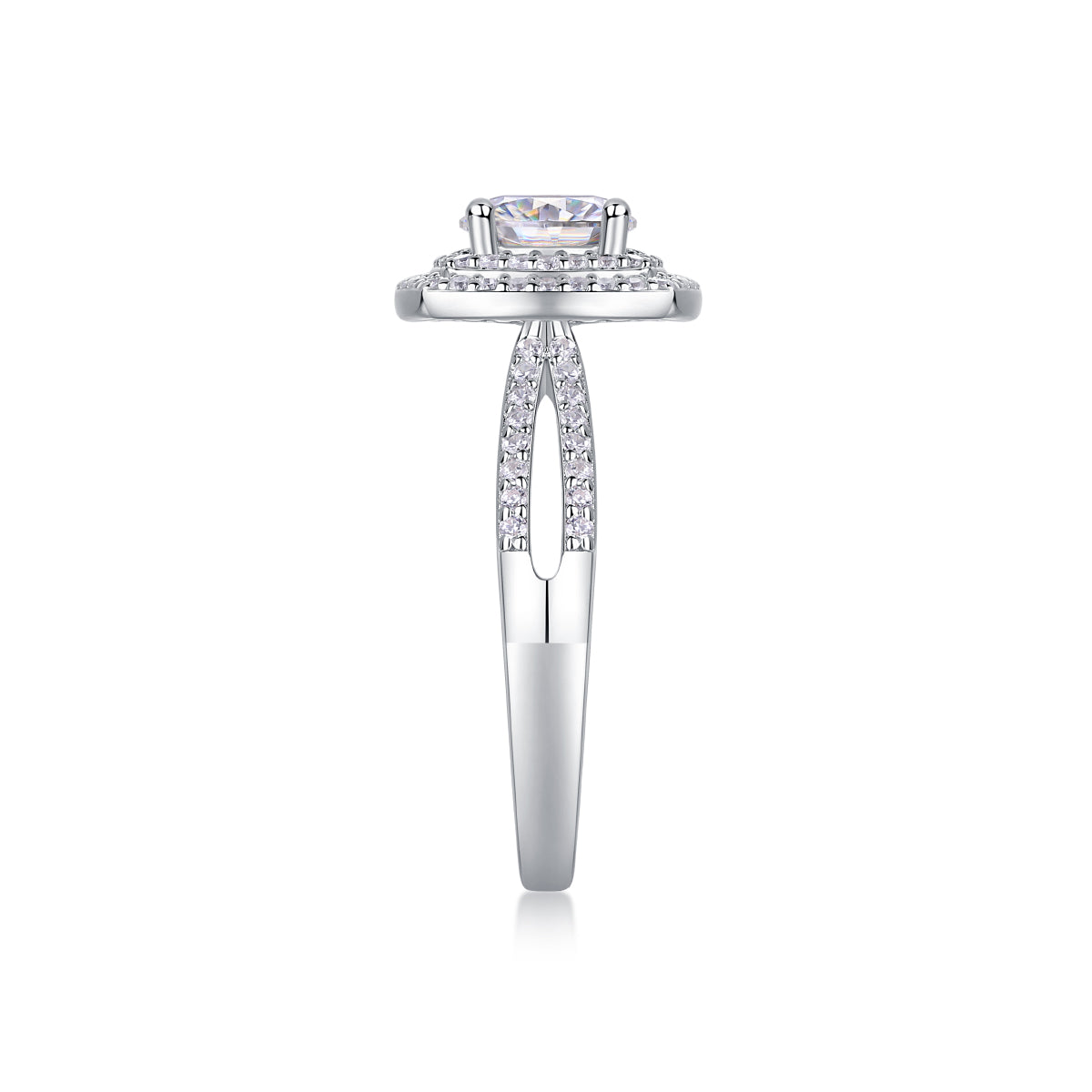 Sweet Holiday - A Wedding Ring Set With 1-carat Top-quality Moissanite S925 Silver And Platinum-plated Diamond. The Ring Can Be Inspected With A Diamond Pen