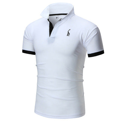 Men Short sleeve embroidery fawn sport shirt