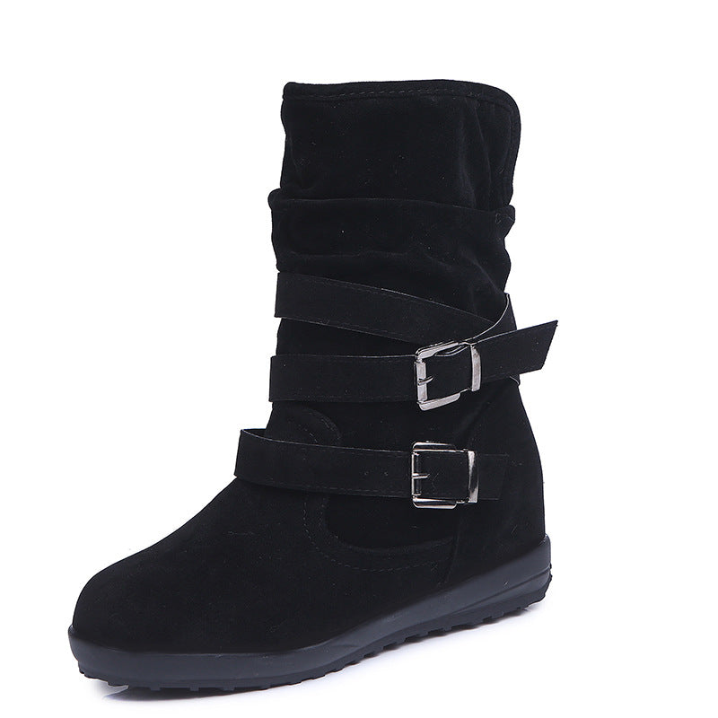 Double buckle plus fleece cotton boots