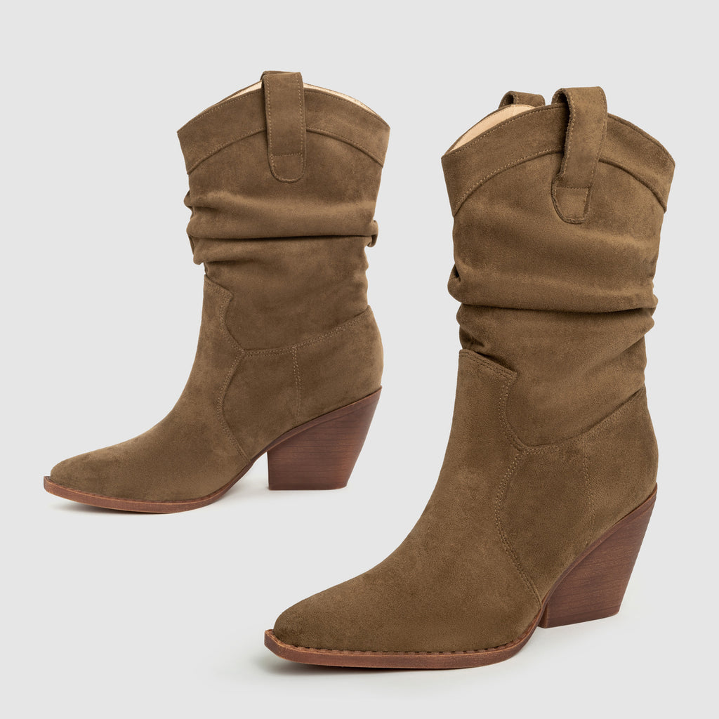 Thick Heel Brown High Heels  Ankle Boots
