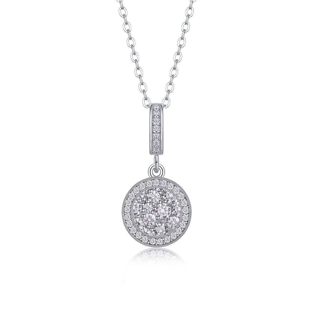 Double Ring Combination - Set With Top-quality Moissanite Fashionable Light Luxury Jewelry Silver Pendant Necklace S925 Silver Electroplated Platinum