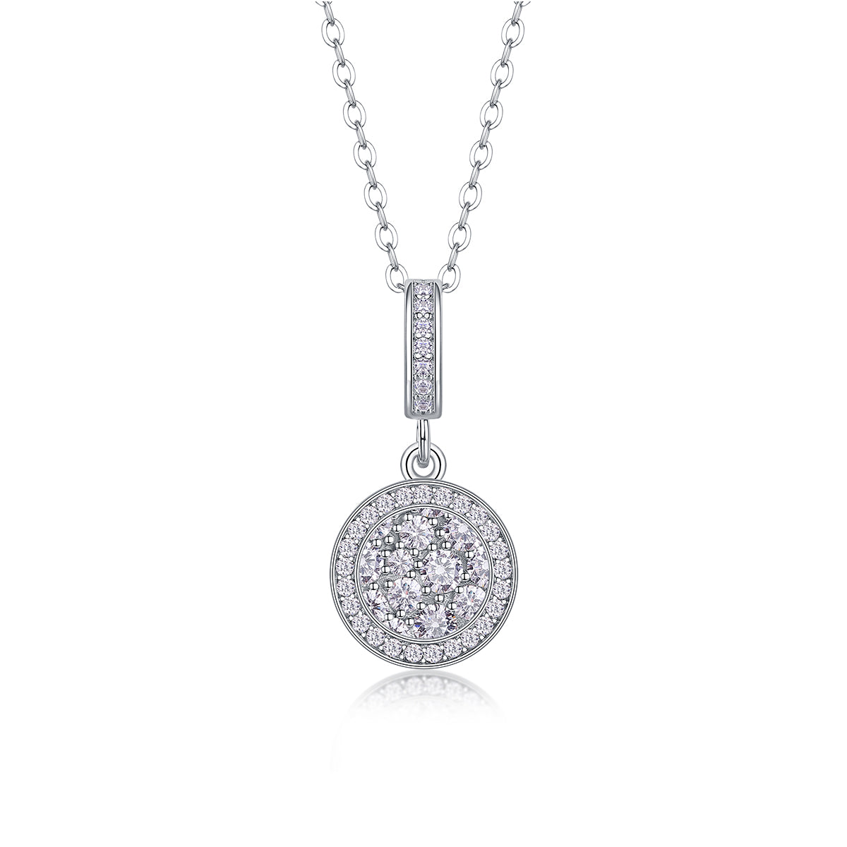Double Ring Combination - Set With Top-quality Moissanite Fashionable Light Luxury Jewelry Silver Pendant Necklace S925 Silver Electroplated Platinum