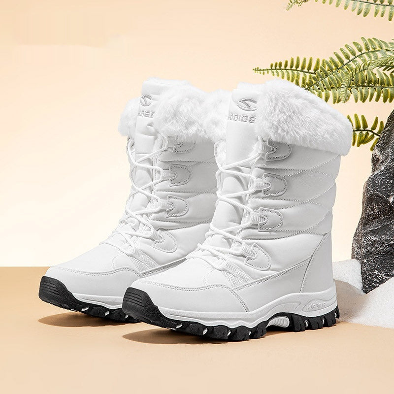 Warm Wide-toe  Mid-height Soft-soled Faux-fur Snow Boots