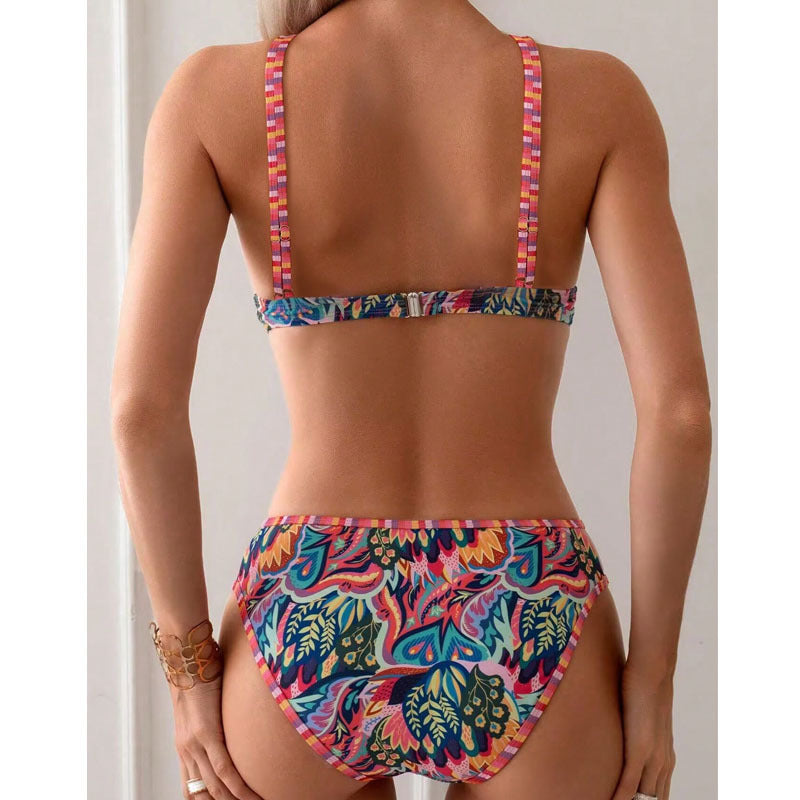 Printed Halter Beach Swimsuit Split Suit