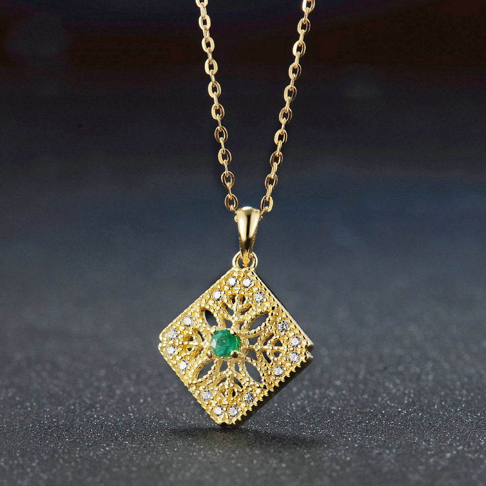 Natural Emerald 14K Gold Women's Pendant