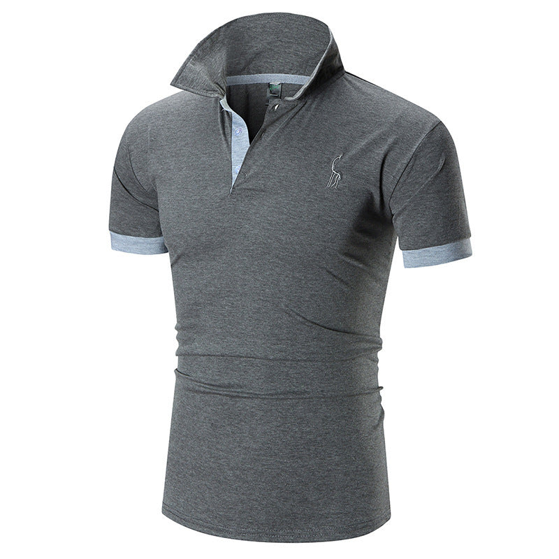 Men Short sleeve embroidery fawn sport shirt