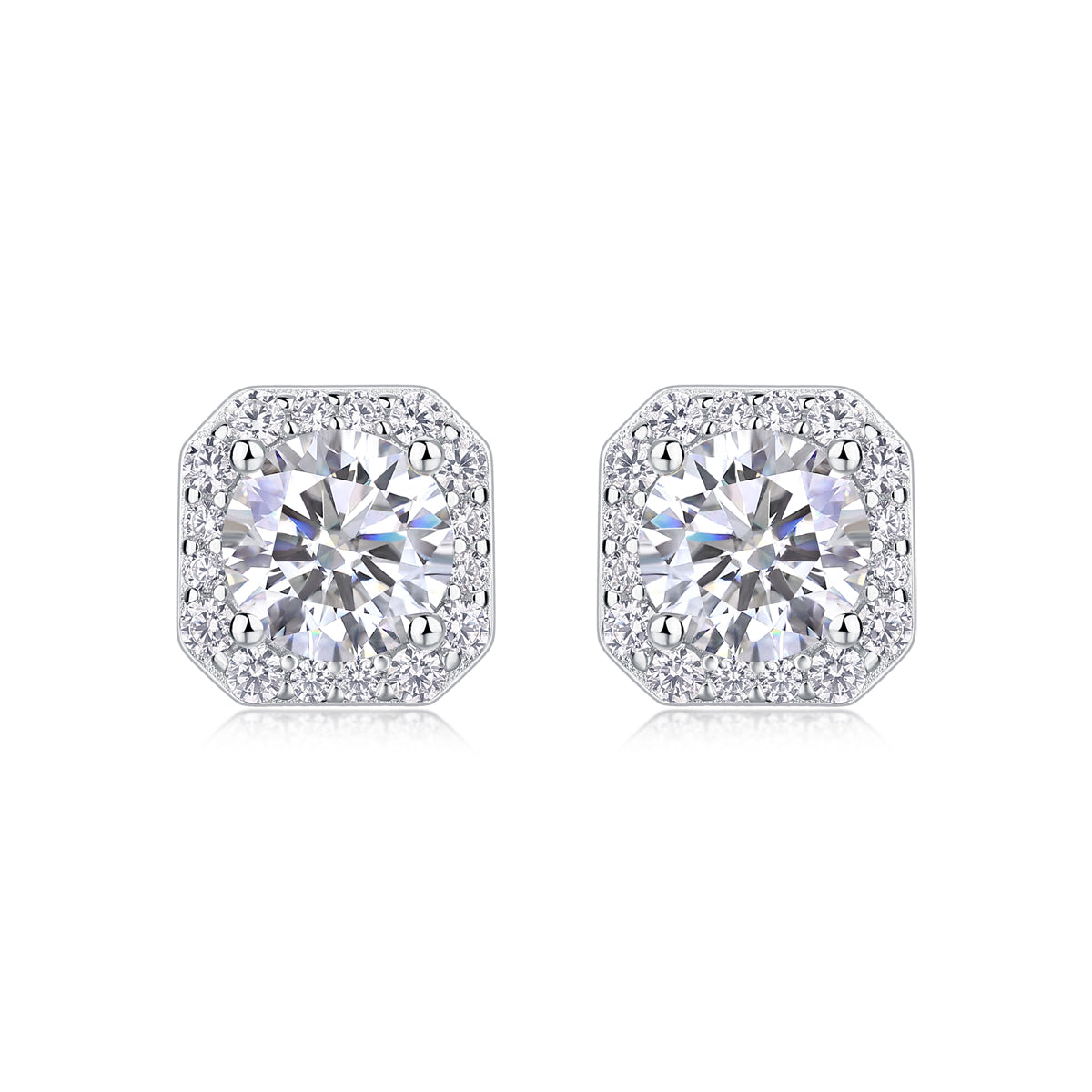 The Rose In The Heart - Earrings Set With 1-carat Top-quality Moissanite S925, Silver And Platinum-plated Stud Earrings, A Fashionable And Trendy Accessory That Can Be Tested With A Diamond Pen
