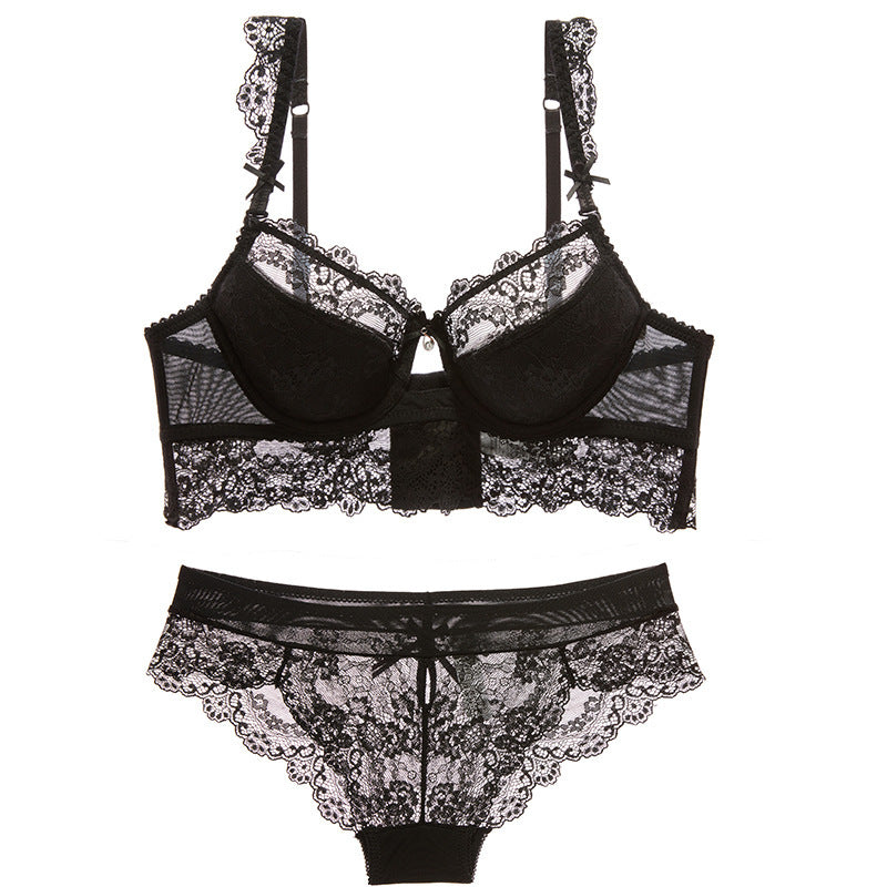 Bra Set Ultra-thin Red Black Lace