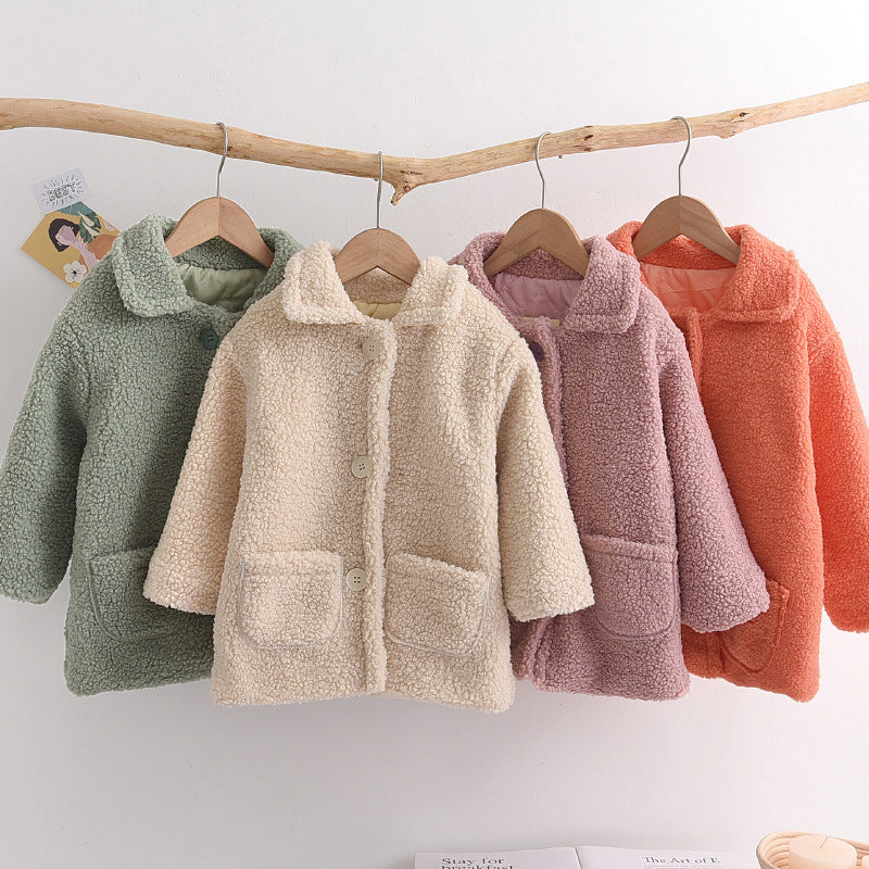 thickened Lamb Fur warm children's coat