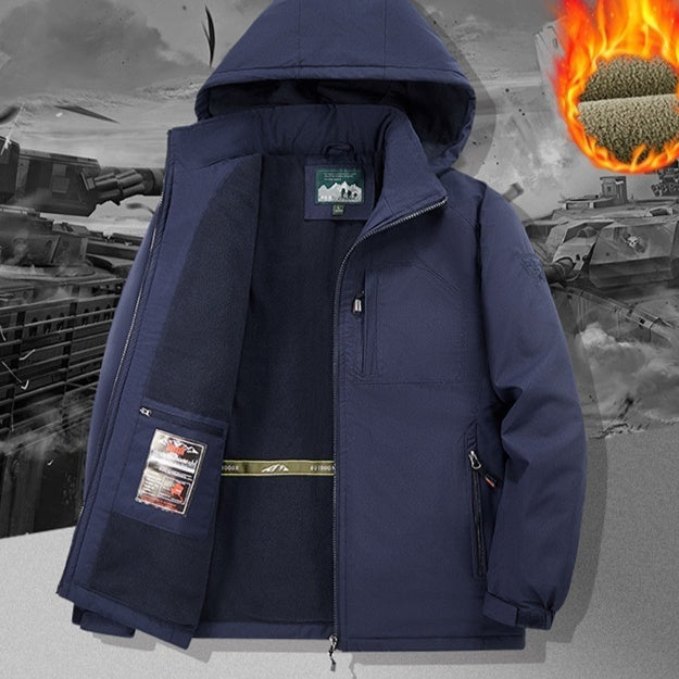 Workwear Outdoor Pocket Cotton Jacket Mid-length