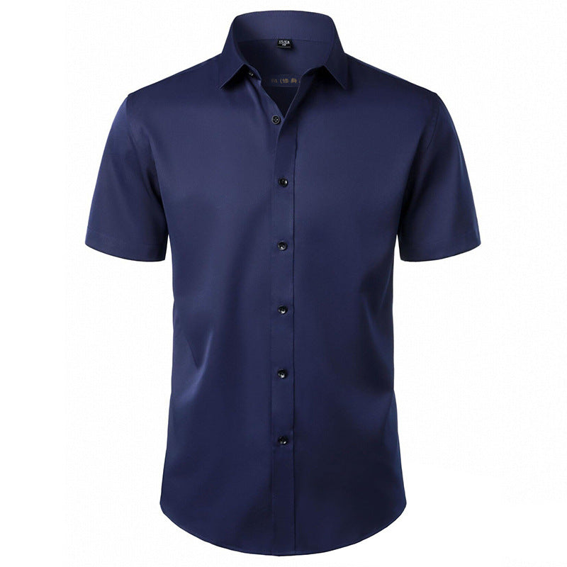 Solid-color Stretchy Cardigan Wrinkle-resistant Long-sleeve Shirt