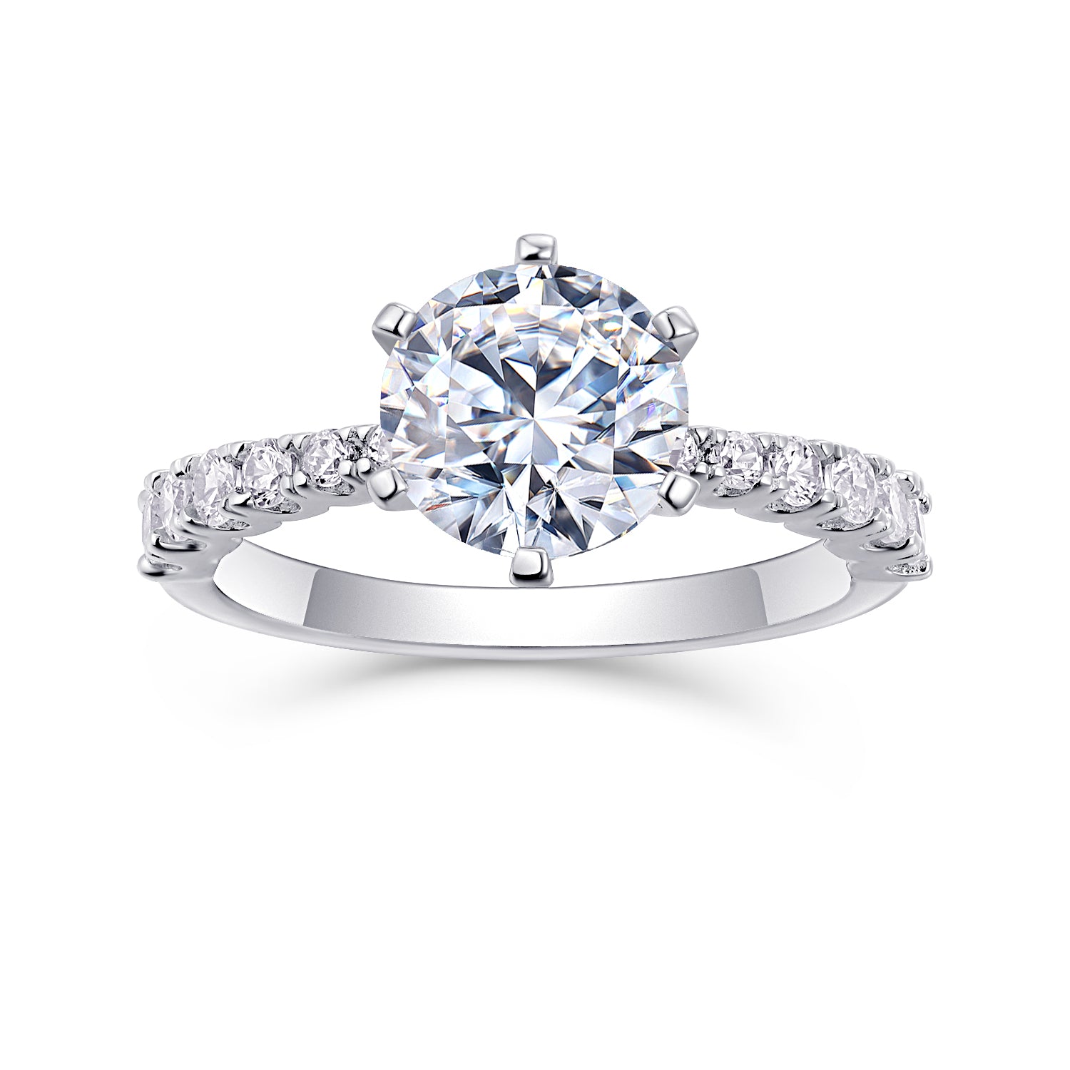 Goddess's Blessing - A Wedding Ring Set With 2-carat Top-quality Moissanite S925 Silver And Platinum-plated Diamond. The Ring Can Be Inspected With A Diamond Pen