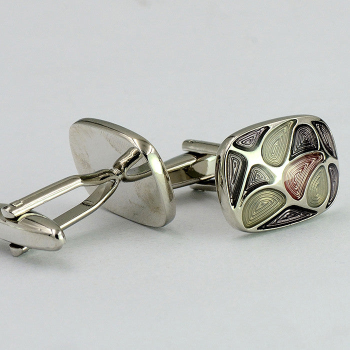 Bohemian Enamel Brass Cufflinks – Diamond Sadaf