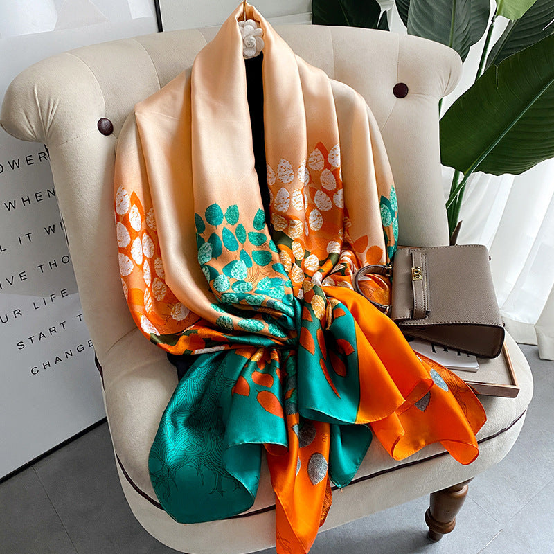 Silk Scarf Bright Butterfly  Long Shawl