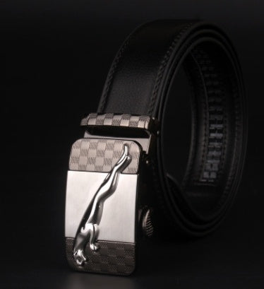 Men's 8 character buckle belt, leather smooth buckle, youth belt, leisure belt, men's Han Banchao