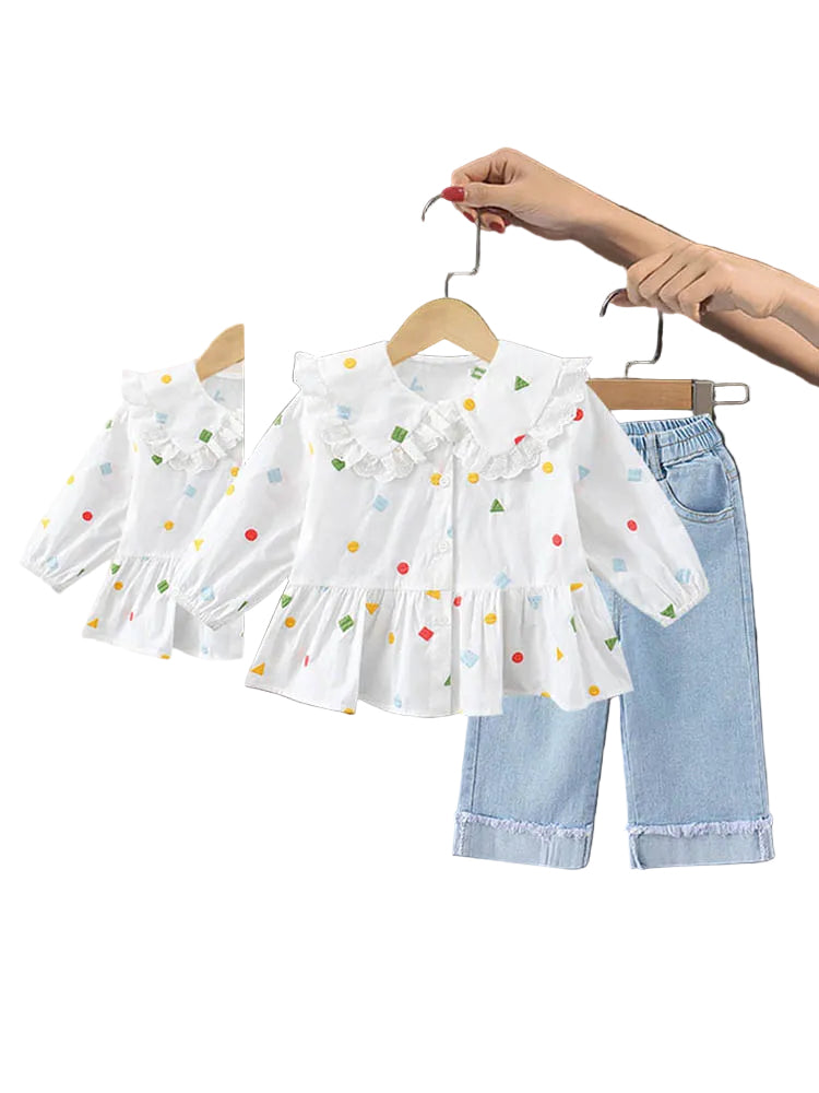 Two-piece Jean and top white