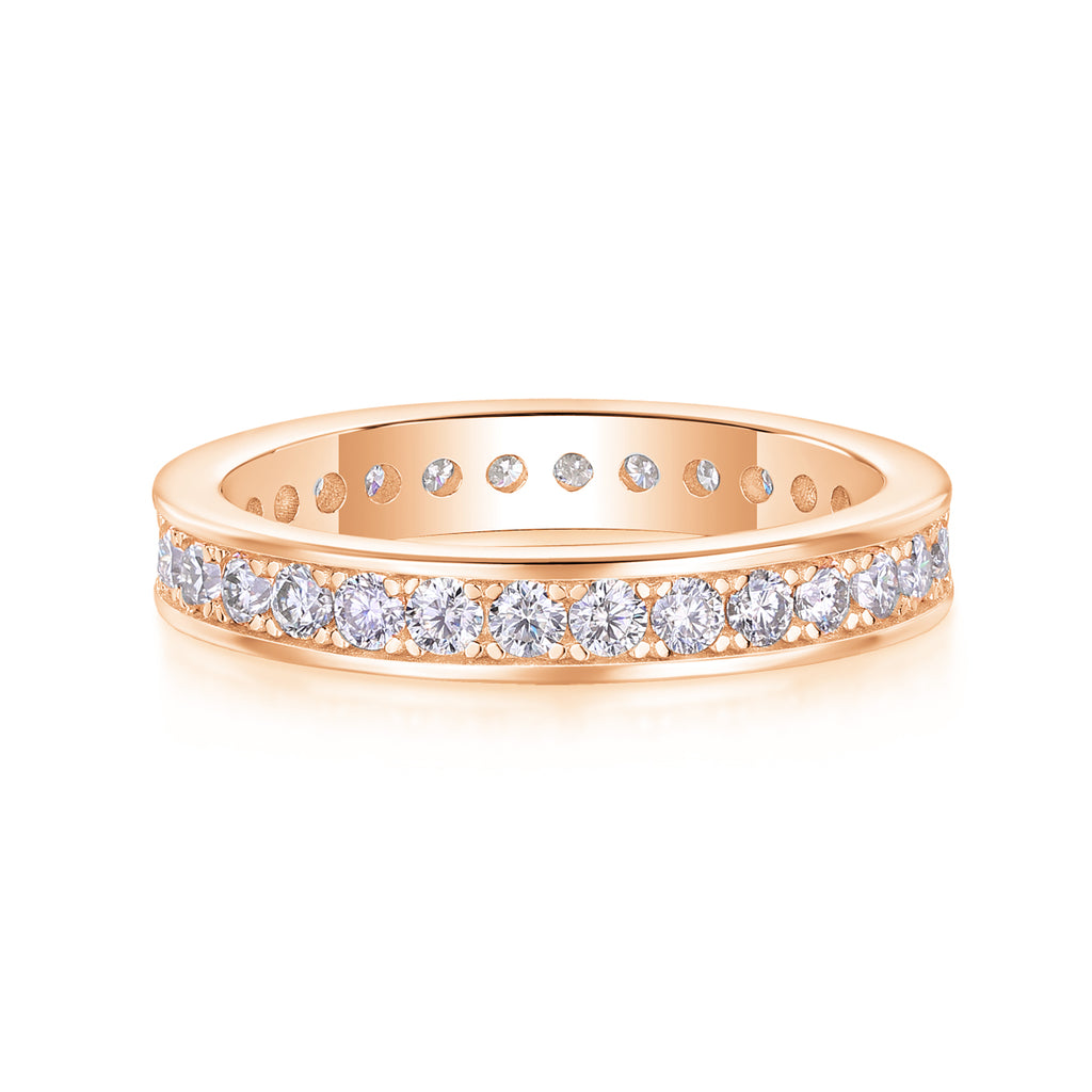 Trajectory - Set With Top-quality Moissanite S925 Silver And Platinum-plated Diamond Wedding Ring, The Ring Can Be Tested With A Diamond Pen In Gold And Rose Gold