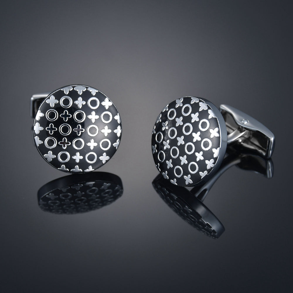 Men's Checkered Diamond Crystal French Shirt Cufflinks