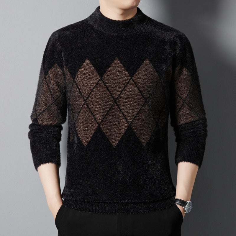 Men's  Round Neck Thickened Ferret Velvet Sweater