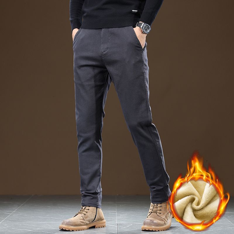 Men's Fleece-lined Slim Fit  Casual Pants