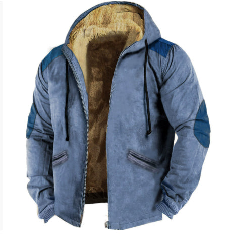 3D Printed Hood Lining Cotton-padded Jacket