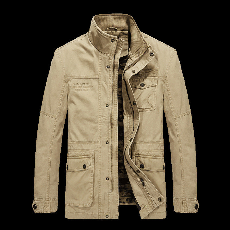 Mid-length Loose Cotton Washed Long-sleeved Jacket