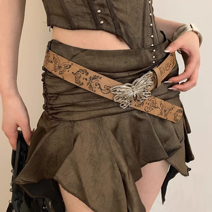 Metal Butterfly Belt With Skirt And Jeans