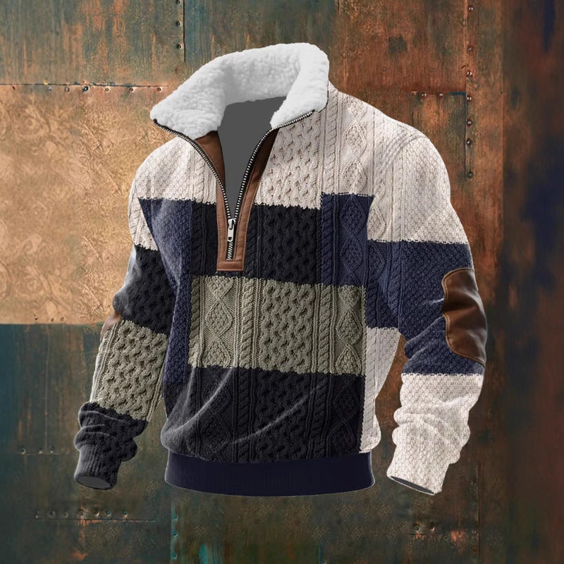 Printed Pattern And Faux Fur Collar