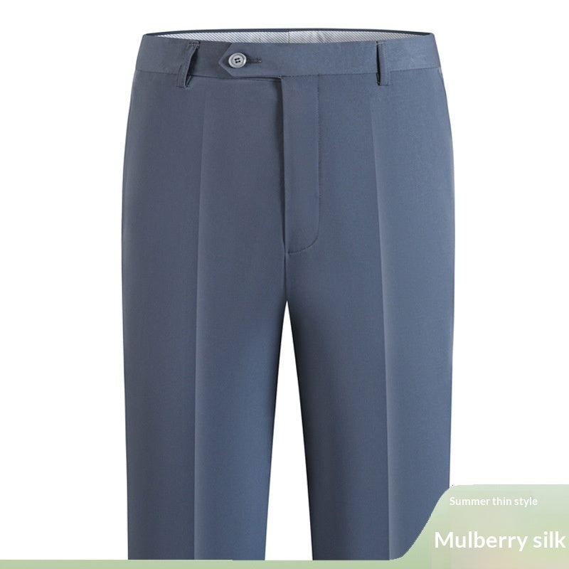 High-end Mens Lightweight Silk Pants For Middle-aged And Older Adults