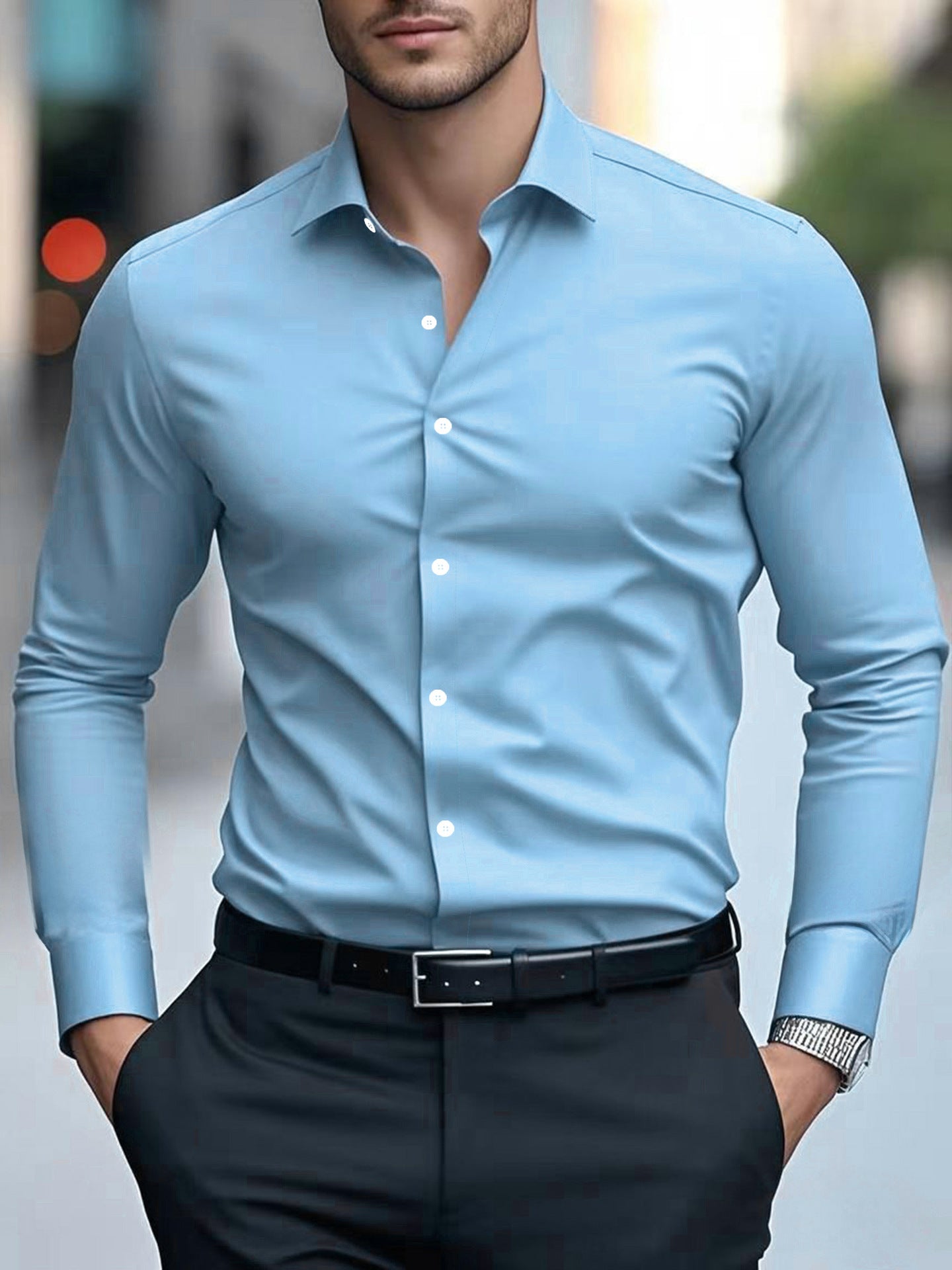 Long-sleeved White Shirt Formal Wear Slim Fit Business Workwear