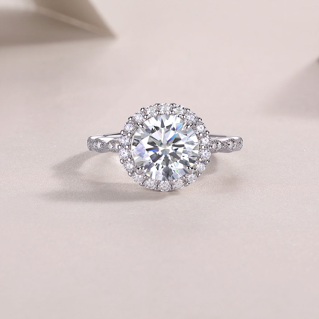 Star-studded - A Wedding Ring Set With Top-quality 3-carat Moissan S925 Silver And Platinum-plated Diamond. The Ring Can Be Inspected With A Diamond Pen