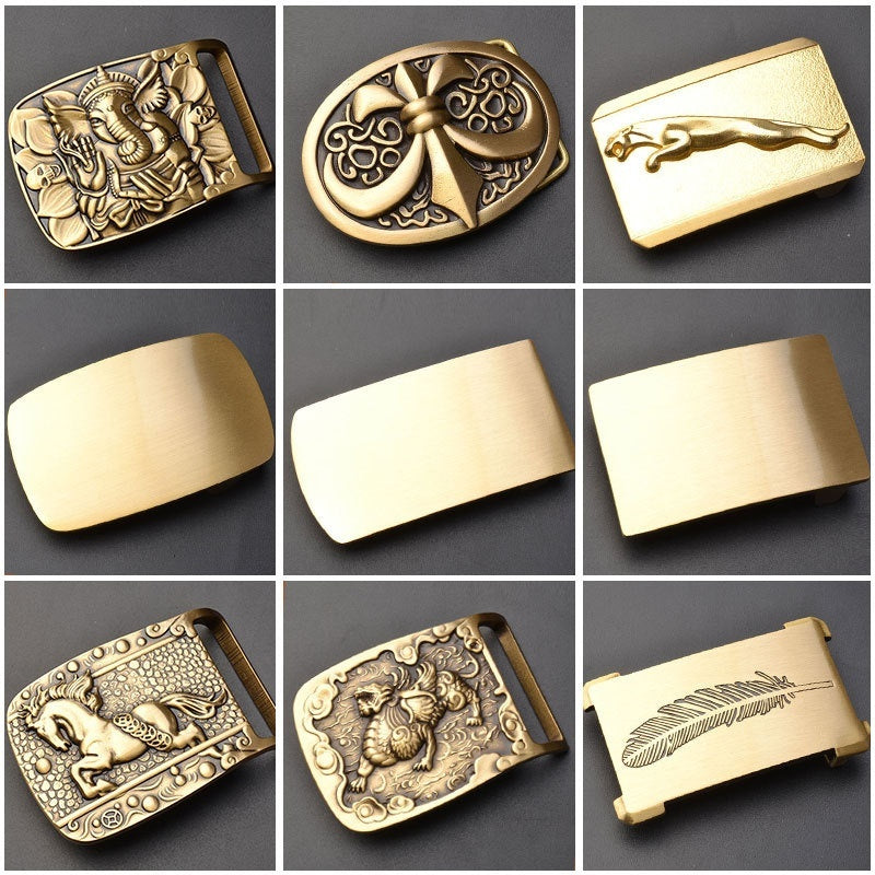 Pure Brass Belt Buckle Outer Wear Buckle Plate Pant Belt Buckle Accessories