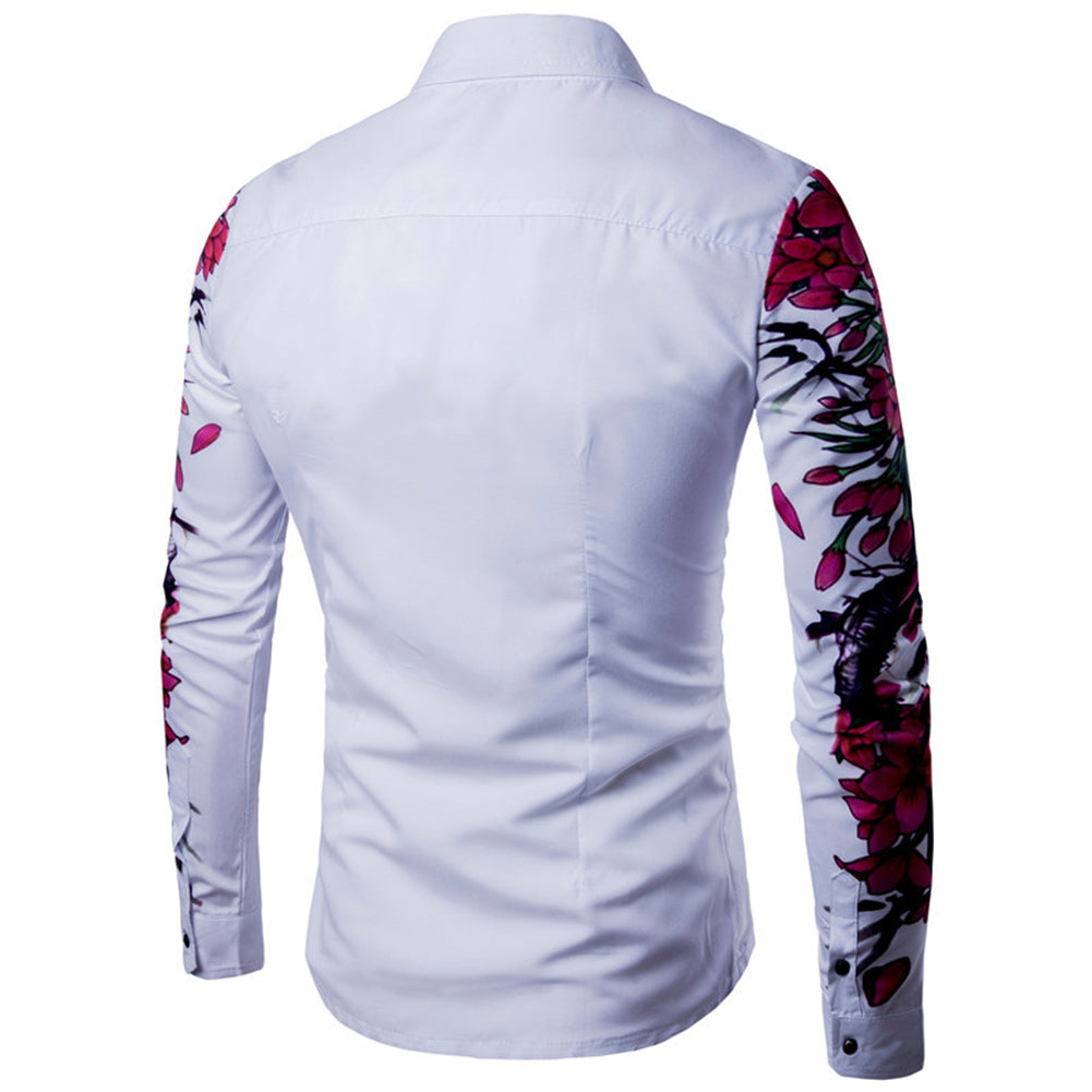 Digital Print Plum Blossom Long Sleeved Shirt