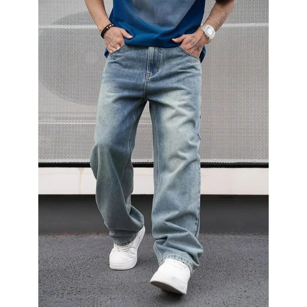 Casual Straight Jeans - Light Blue Loose