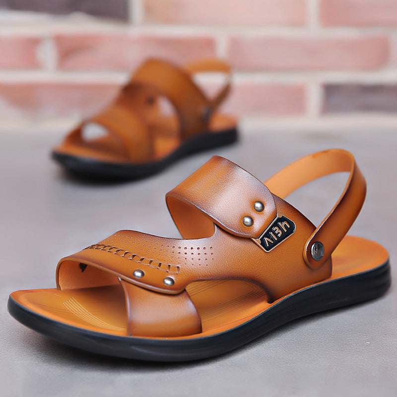 Leather Wear-resisting Non-slip Slippers