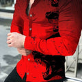 Mens Fashionable Printed Casual Slim-Fit Shirt