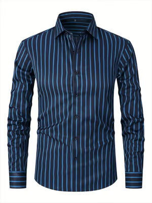 Men's Striped Ice Silk Long Sleeve Shirt