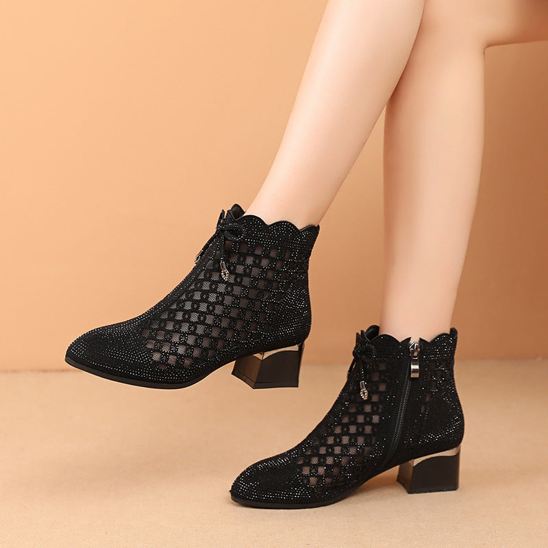 Women's  Soft Bottom Cutout Mesh Ankle Boots