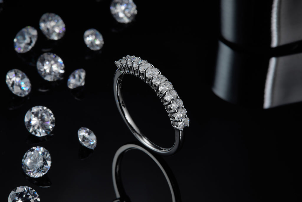 Light And Shadow Bloom - A Wedding Ring Set With Top-quality Moissanite S925 Silver And Platinum-plated Diamond Can Be Inspected With A Diamond Pen