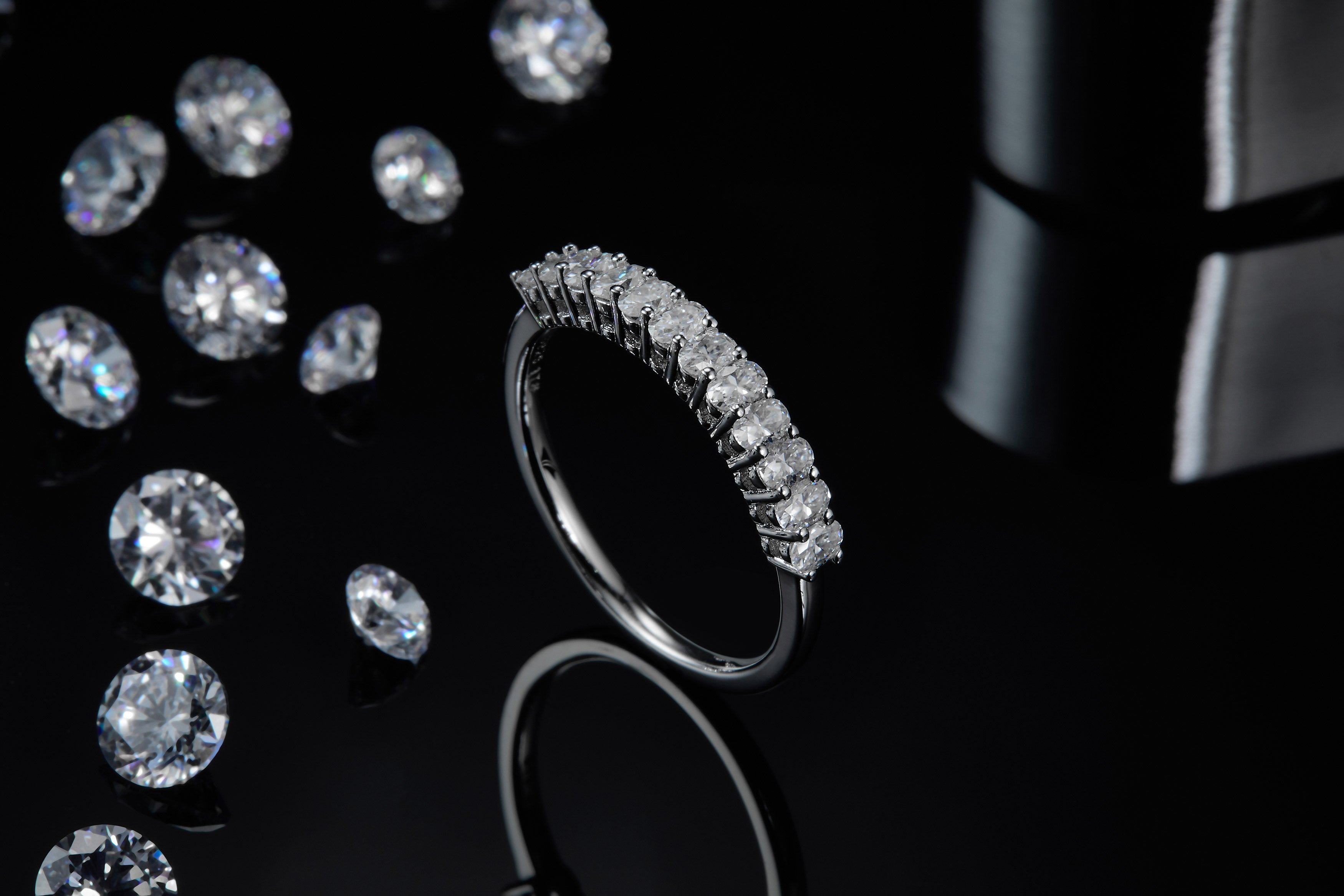 Light And Shadow Bloom - A Wedding Ring Set With Top-quality Moissanite S925 Silver And Platinum-plated Diamond Can Be Inspected With A Diamond Pen