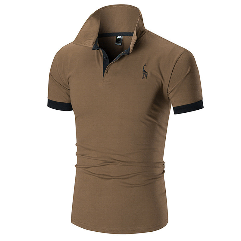 Men Short sleeve embroidery fawn sport shirt