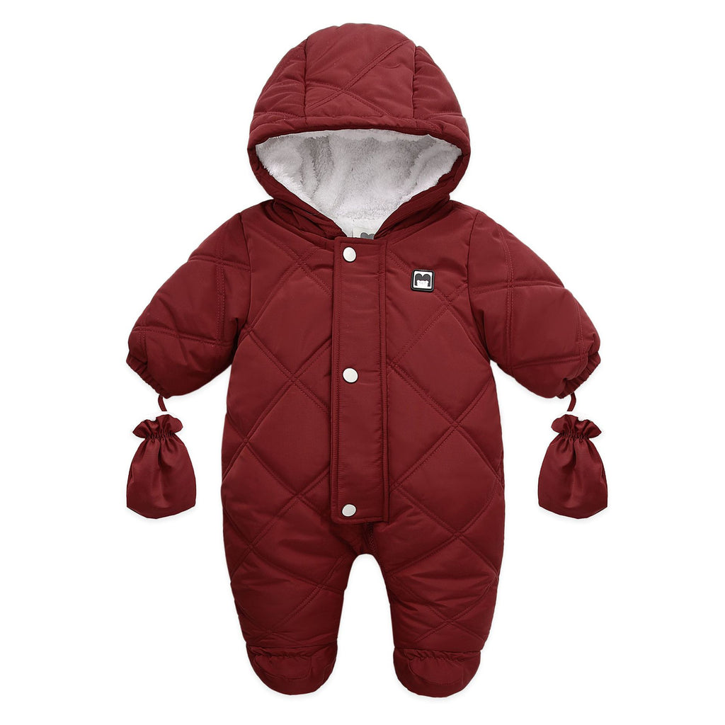 Fleece And Thickening Children's Hooded And Gloved Jumpsuit