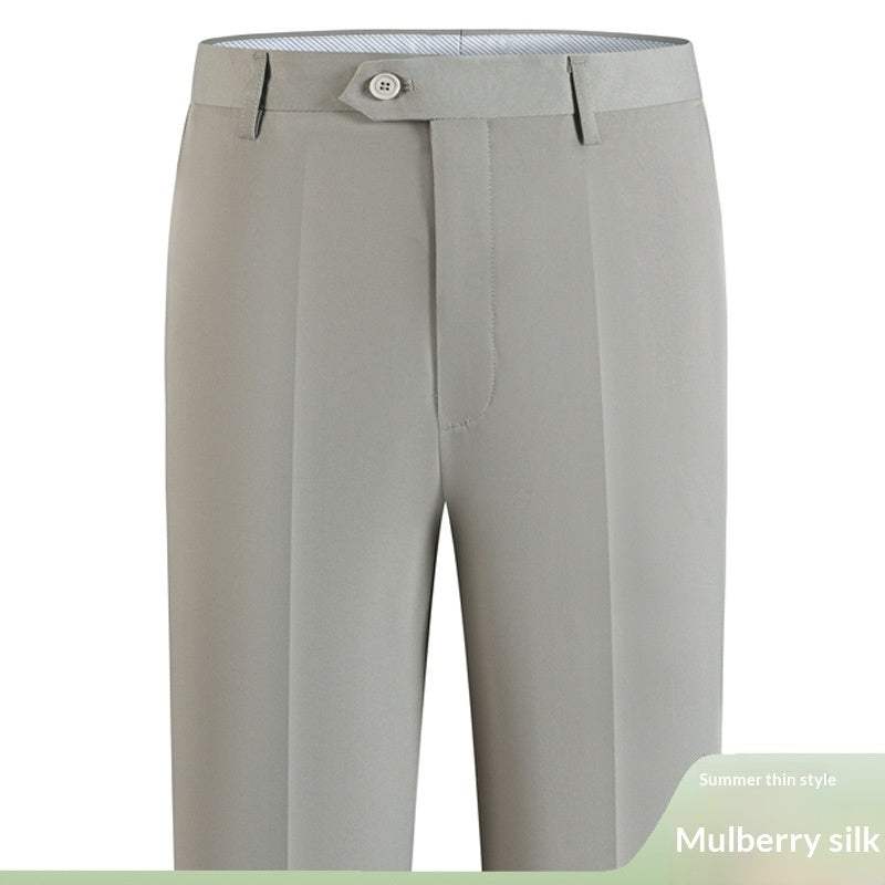 High-end Mens Lightweight Silk Pants For Middle-aged And Older Adults
