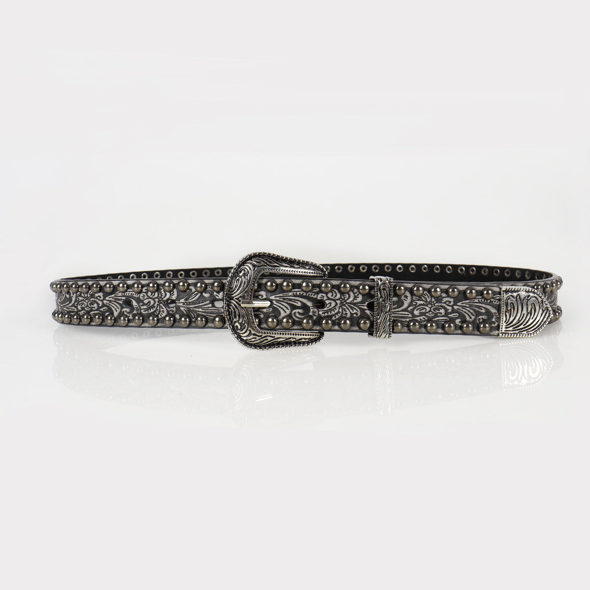 Vintage Threading Rivet Embossed Pin Buckle Belt