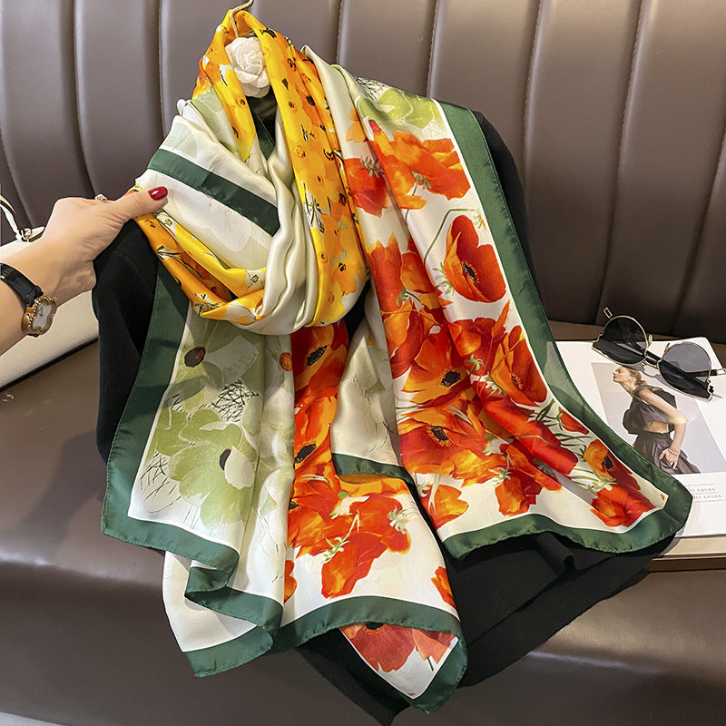 Silk Scarf Bright Butterfly  Long Shawl