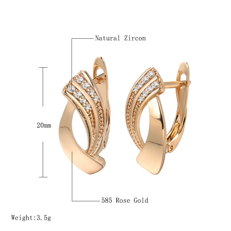 Rose Gold Zircon Geometric Earrings