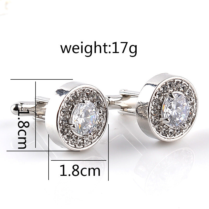 Fashion French New Round Purple And White Rhinestone Cufflinks