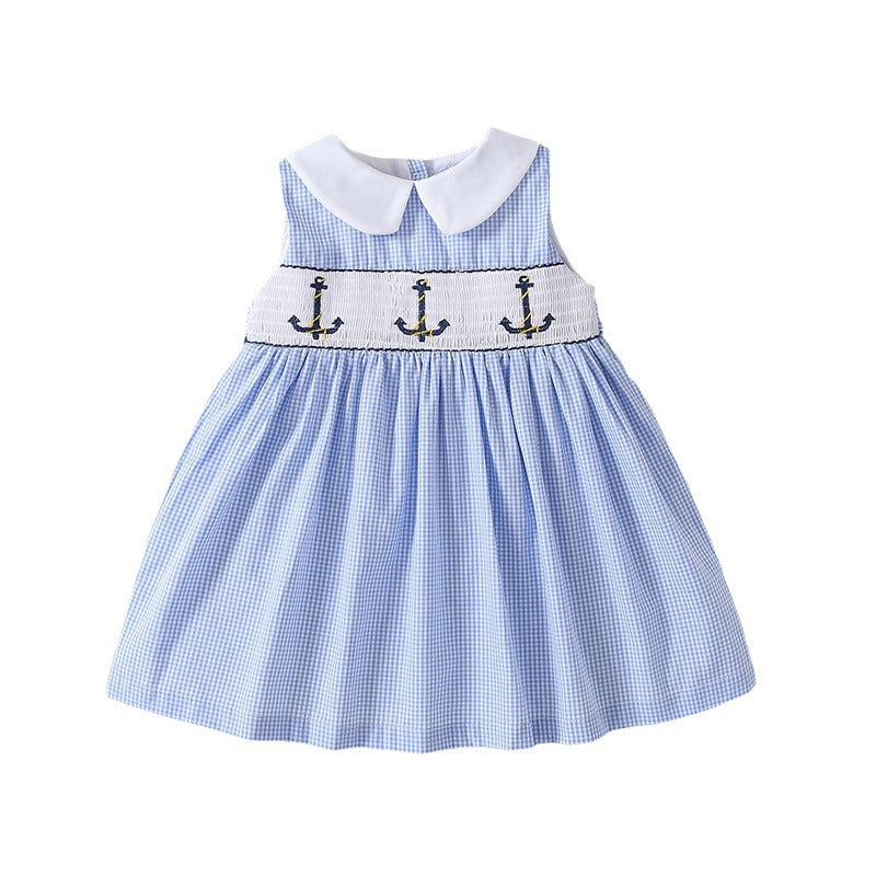 Sleeveless Doll Collar Embroidery Dress